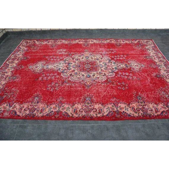 1960s 1960s Vintage Turkish Oushak Rug - 7′2″ × 10′5″ For Sale - Image 5 of 9