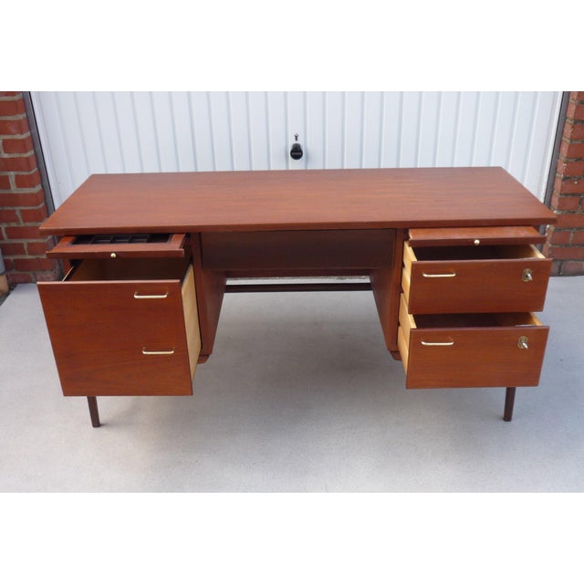 Brown Vintage Brown Desk in Teak, 1950s For Sale - Image 8 of 13