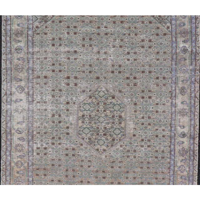 Vintage Persian Tabriz Rug With Floral Medallion in Earthy Tones With Brown For Sale - Image 11 of 13