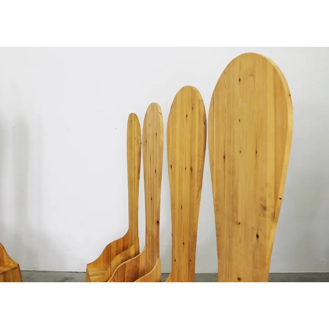 Fratina High Chairs in Pine by Mario Ceroli for Poltronova, 1972, Set of 8 For Sale - Image 6 of 8