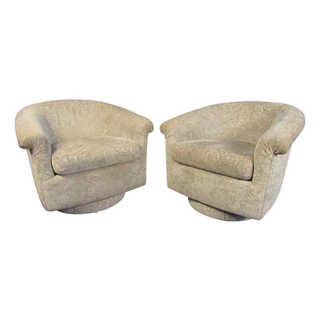 Mid 20th Century Mid-Century Modern Swiveling Armchairs - 2 Pieces For Sale