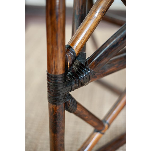 Brown Bamboo and Glass Dining Set, 1970s, Set of 7 For Sale - Image 8 of 14