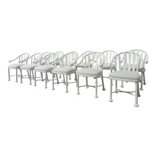 1980s Set of 12 Designer Dining Chairs, Cream Silk, Kravet Boucle Beige For Sale