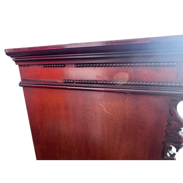 Wood Lion Bookcase Antique Mahogany For Sale - Image 7 of 18