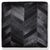 2020s Handmade Black Cowhide Leather Ottoman Pouf 18x18x18 in Chevron Patchwork For Sale - Image 5 of 11