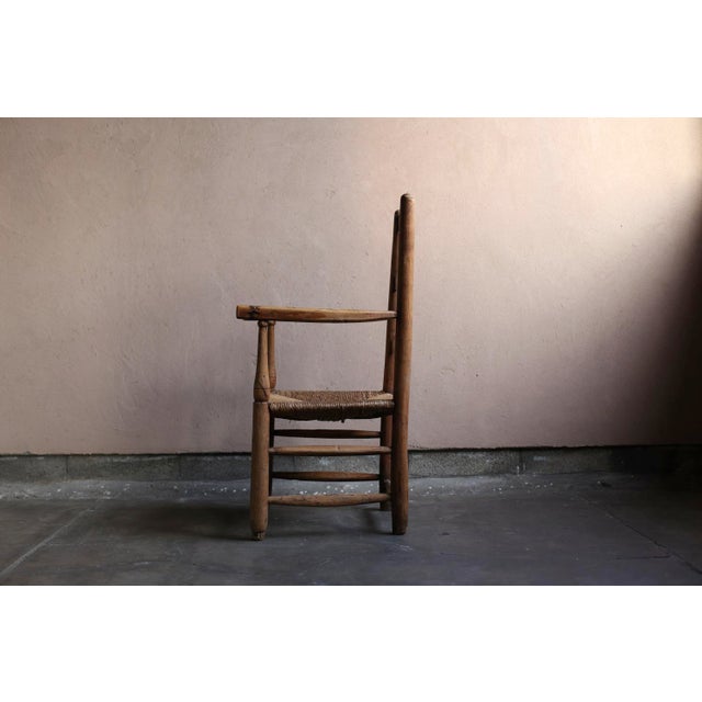 Antique Primitive Arm Rash Chair From France For Sale - Image 4 of 11