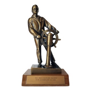 1960's Vintage Bronze Sailor Sculpture, Signed For Sale