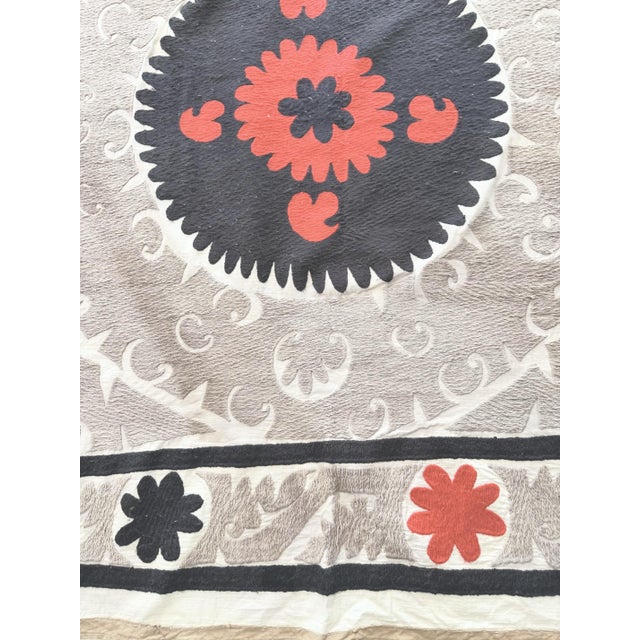 Brown Suzani Tablecloth, 4'4'' X 4'8'' For Sale - Image 4 of 8