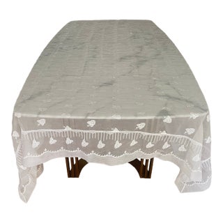 Vintage Rosebud Chiffon Tablecloth For Sale