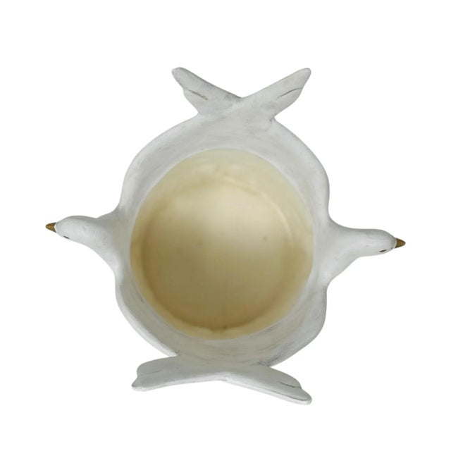 White Vintage 1990s Ceramic Dove Planter | Hand-Painted Hobbyist Piece | Double Doves With Wings | Retro Home Decor | Unique Bird Sculpture Vase For Sale - Image 8 of 11