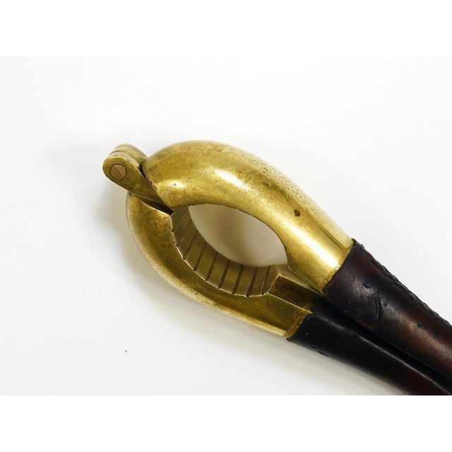 Carl Aubock Vienna Signed Vintage Brass & Leather Nutcracker, Austria, 1950s attributed to Carl Auböck For Sale - Image 11 of 18