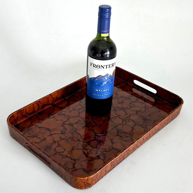 1980s Vintage Otagiri Faux Tortoiseshell Japanese Lacquer Tray For Sale - Image 5 of 11