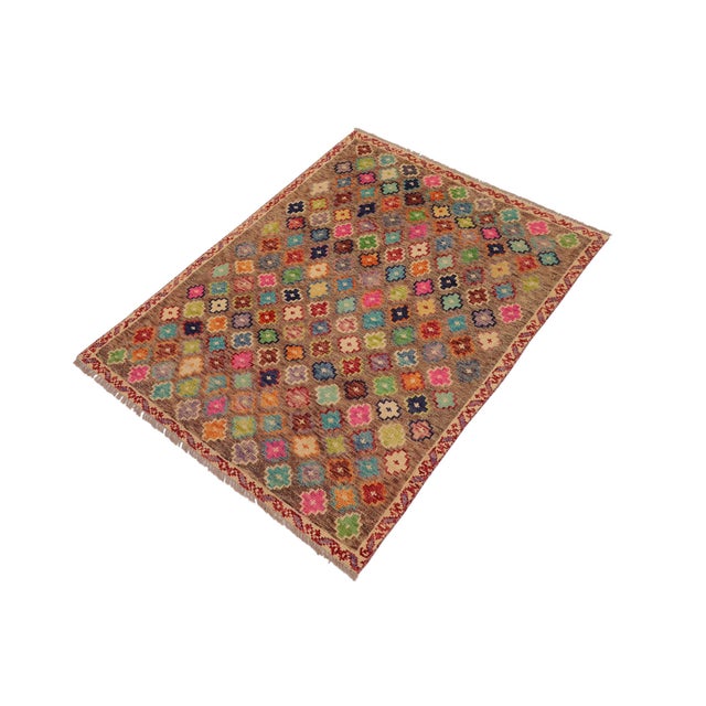 Abstract Boho Chic Balochi Brown/Beige Wool Rug - 3'3''x5'1'' For Sale - Image 3 of 11