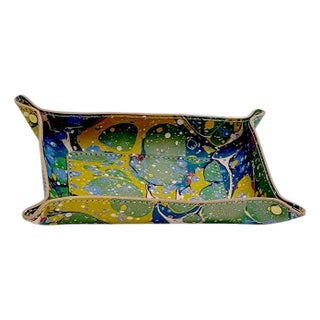 Marble Leather Valet Tray For Sale