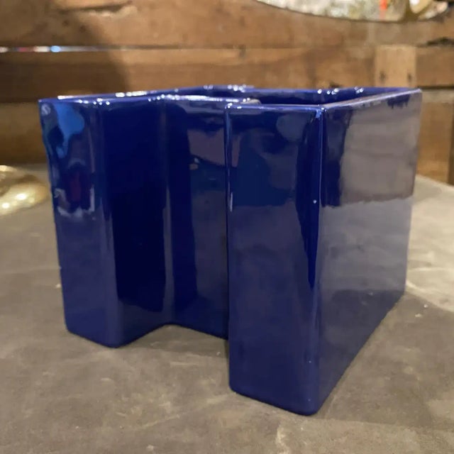1969 Space Age Blue Vetrochina Italian Vase For Sale - Image 10 of 11