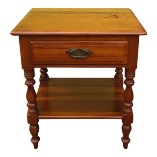 Mid Century Jamestown Furniture Maple Two Tier Single Drawer Side Table Nightstand For Sale