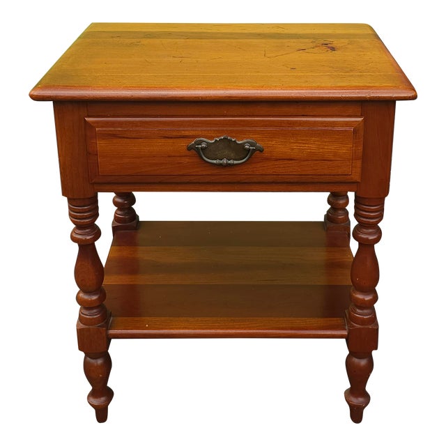 Mid Century Jamestown Furniture Maple Two Tier Single Drawer Side Table Nightstand For Sale