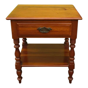 Mid Century Jamestown Furniture Maple Two Tier Single Drawer Side Table Nightstand