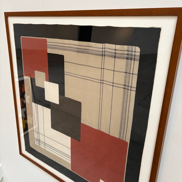 Mid-Century Modern Framed Vintage Geometric Jean Patou Scarf For Sale - Image 3 of 4