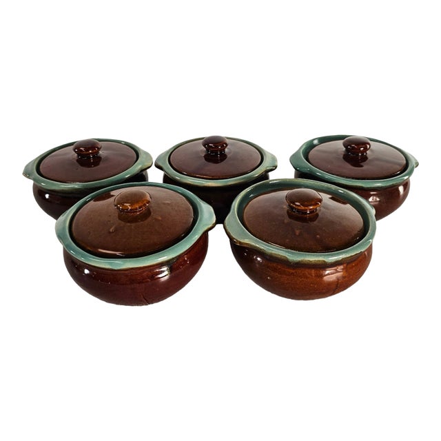 Red Wing Pottery Covered Casseroles W/ Handles Set of 5 For Sale