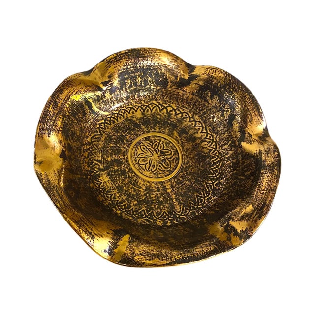 Mid-Century Modern Stangl Pottery Black and Gold Flower Bowl For Sale - Image 3 of 9