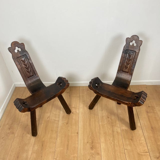 Vintage Brutalist Chairs in Wood, 1950s, Set of 2 For Sale - Image 17 of 17