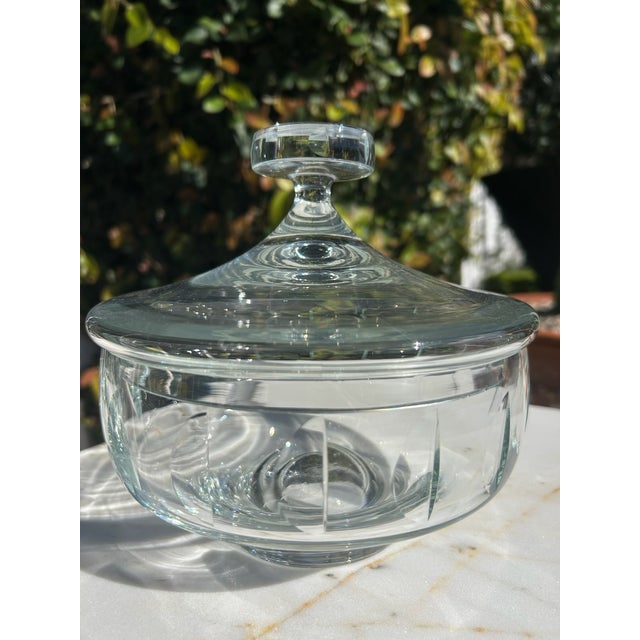 Vintage Cut Glass Lidded Jar With Pedestal Base For Sale - Image 9 of 15