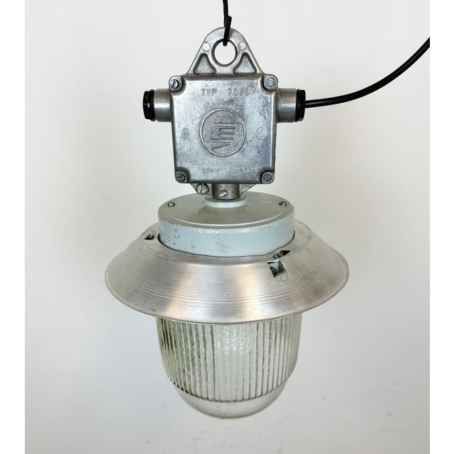 Industrial Aluminium Light with Glass Cover from Elektrosvit, 1970s For Sale - Image 10 of 16