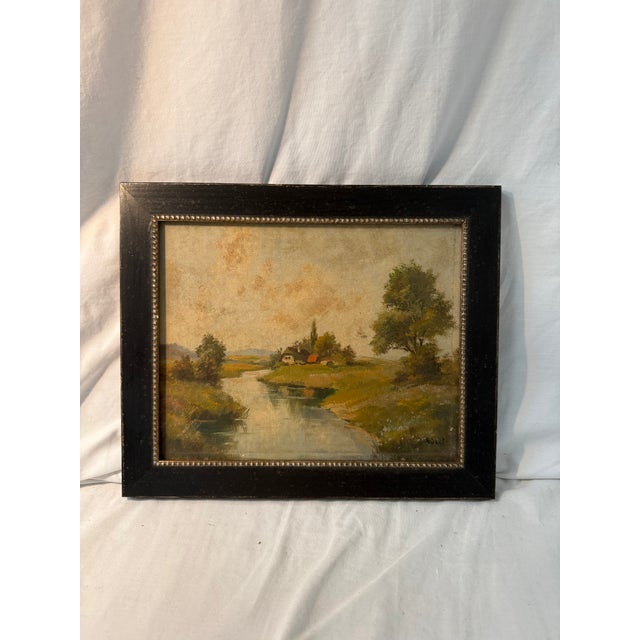 Wood Antique, English, Rural, Landscape, Framed For Sale - Image 7 of 9