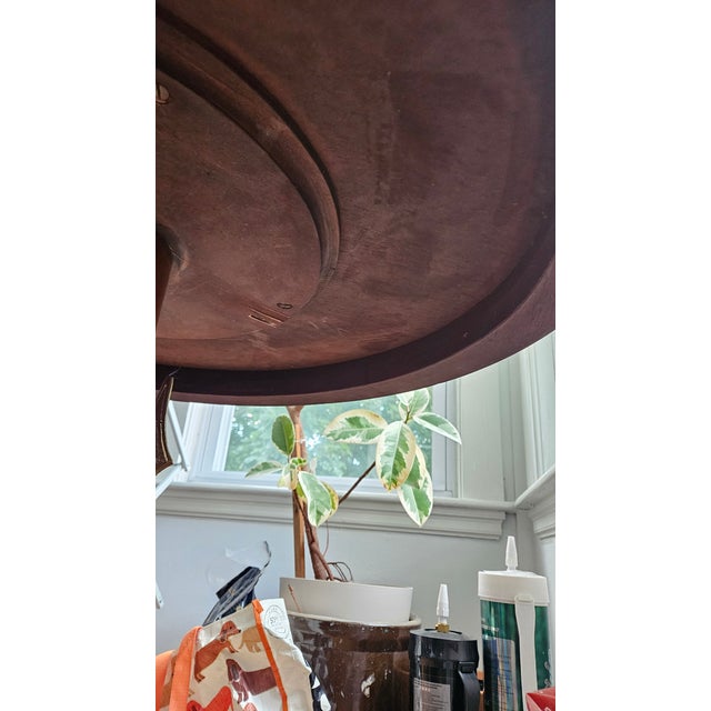 Early 20th Century Neoclassical Burl Wood Table With Metal Ornamentation For Sale - Image 11 of 12