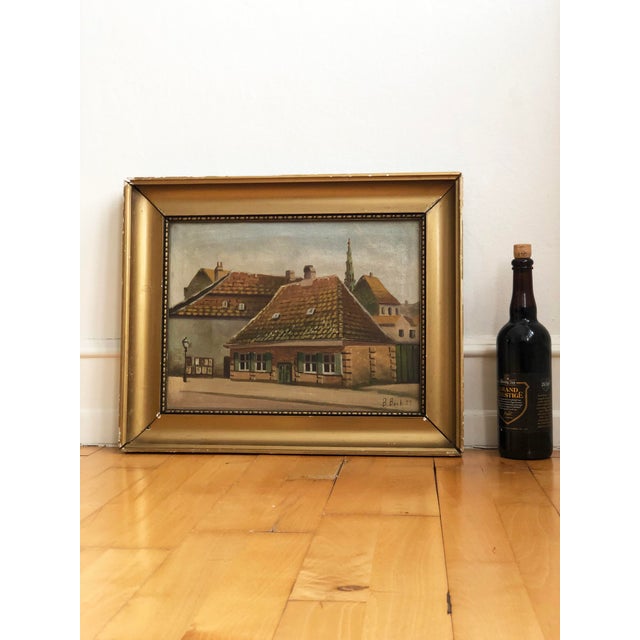 Vintage Original Cottage Oil Painting: Signed Large Countryside Art For Sale - Image 12 of 16