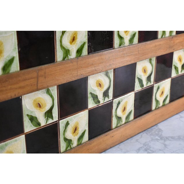 Edwardian Tile Back Marble Top Washstand in Birch, 1890s For Sale - Image 9 of 17