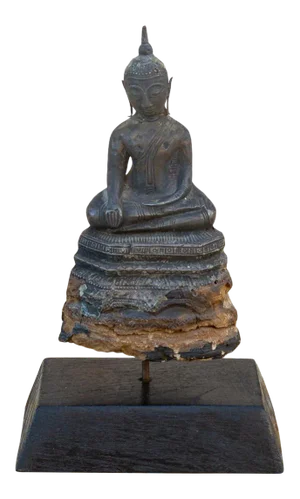 Early 19th Century Wood and Metal Alloy Burmese Buddha