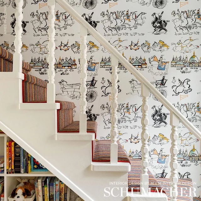 2020s SAMPLE - Schumacher x Backdrop Horses Wallpaper In Multi On White For Sale - Image 5 of 5