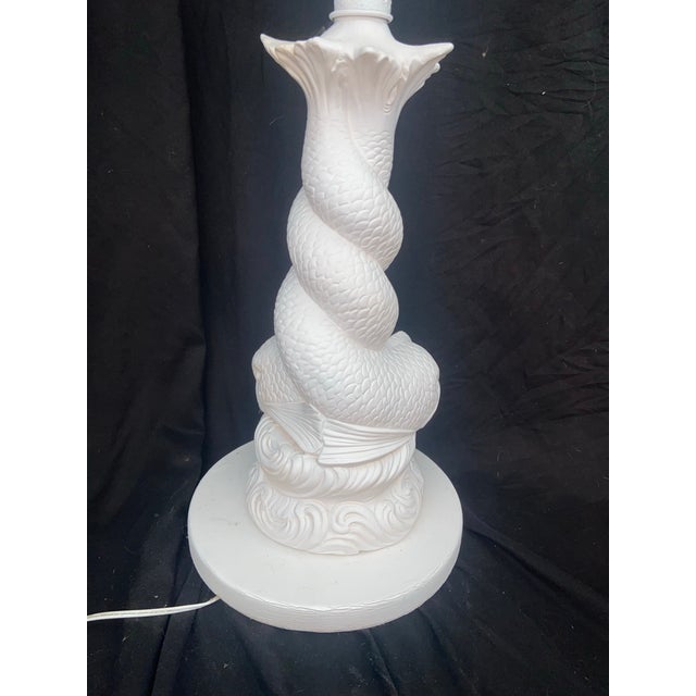 Vintage Double Koi White Plaster Floor Lamp With Glass Tray Table For Sale In Naples, FL - Image 6 of 9