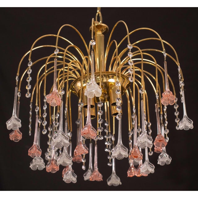 Brigitte Bardot, Pink and Transparent Murano Glass Flowers Chandelier, 1970s For Sale - Image 12 of 12