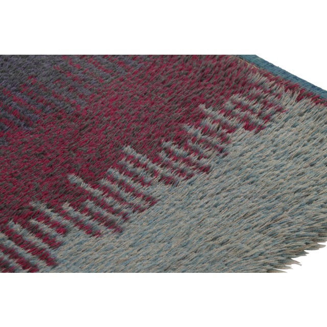 Mid-Century Modern Vintage Swedish Rya Runner, Scandinavian Rug With Serrated Stripes - Rug & Kilim For Sale - Image 3 of 7