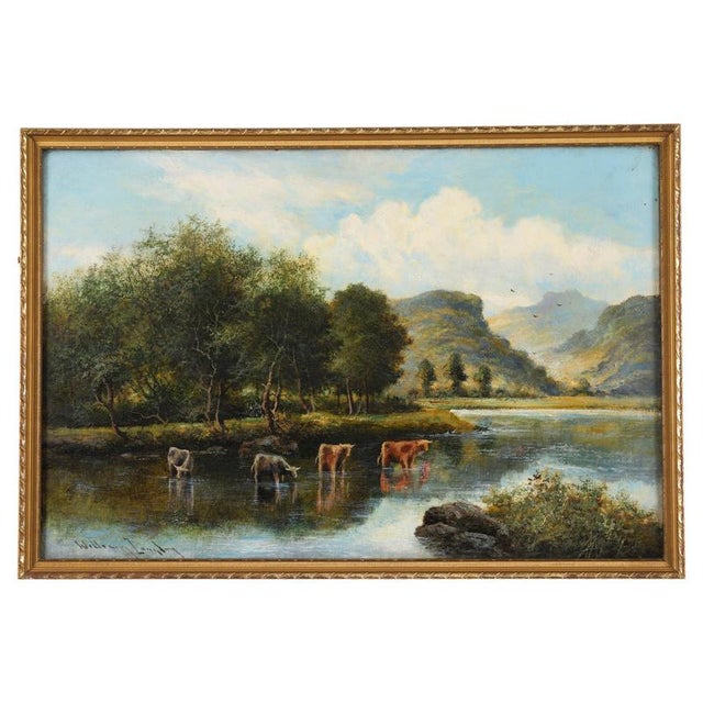 William Langley, Rural Landscape with Cows, 19th Century, Canvas For Sale - Image 14 of 14