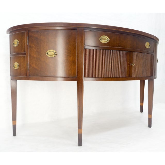 Kittinger Georgian 6' Long Rounded Demi Lune Sideboard Credenza Server Cabinet For Sale - Image 6 of 13