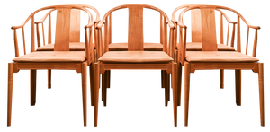 China Chairs in Clear Lacquered Ash Wood by Hans Wegner for Fritz Hansen, 1986, Set of 6