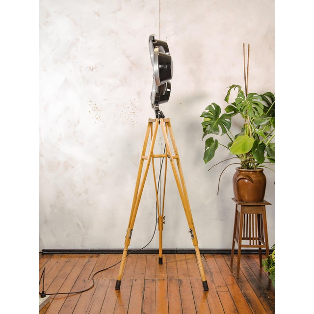 Black Hospital 3-Way Floor Lamp on Wooden Tripod, 2000s For Sale - Image 10 of 18