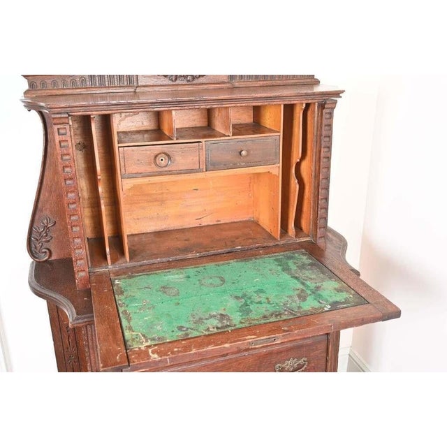 Late 19th Century Victorian Renaissance Revival Carved Drop-Front Secretary Desk For Sale - Image 10 of 18