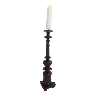 19th Century Italian Walnut Pricket Stick For Sale
