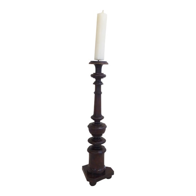 19th Century Italian Walnut Pricket Stick For Sale