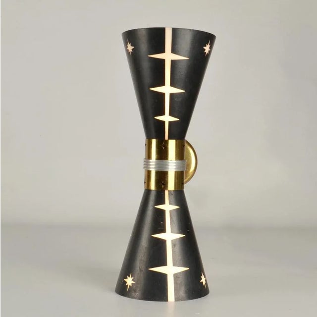 Hourglass Wall Lights in Black and White Glass, 1950s, Set of 2 For Sale - Image 3 of 13