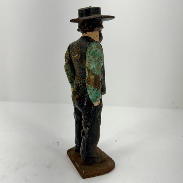 Metal Vintage American Amish Man Cast Iron Door Stopper, Circa 1920-40´s For Sale - Image 7 of 12