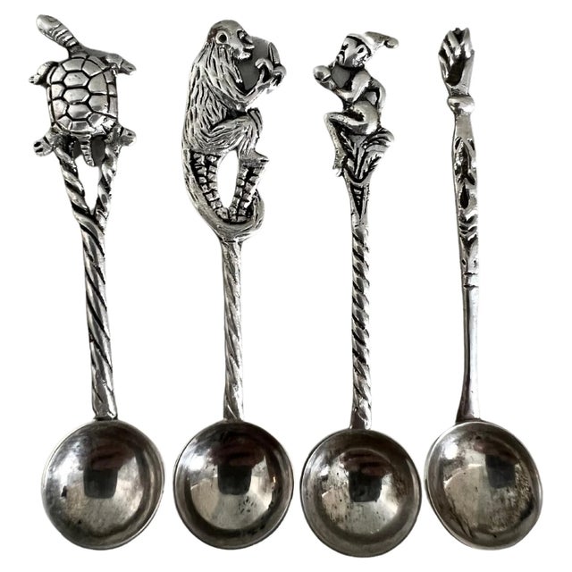 Four Sterling Silver Sugar or Salt Spoons For Sale - Image 10 of 10