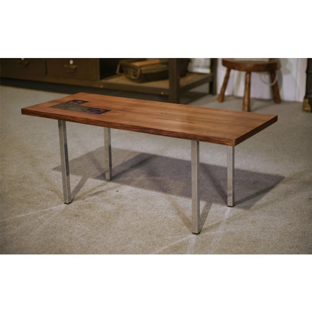 Wood Coffee Table in Wood and Ceramic, 1960s For Sale - Image 7 of 10