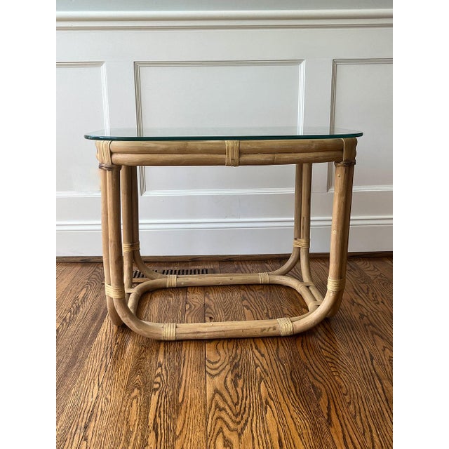 1960s Brown Jordan Rattan Fretwork Side Table For Sale - Image 5 of 5