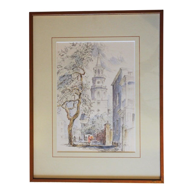 C. 1950s "St. Michael's Church Street" Print by Julia Homer Wilson For Sale